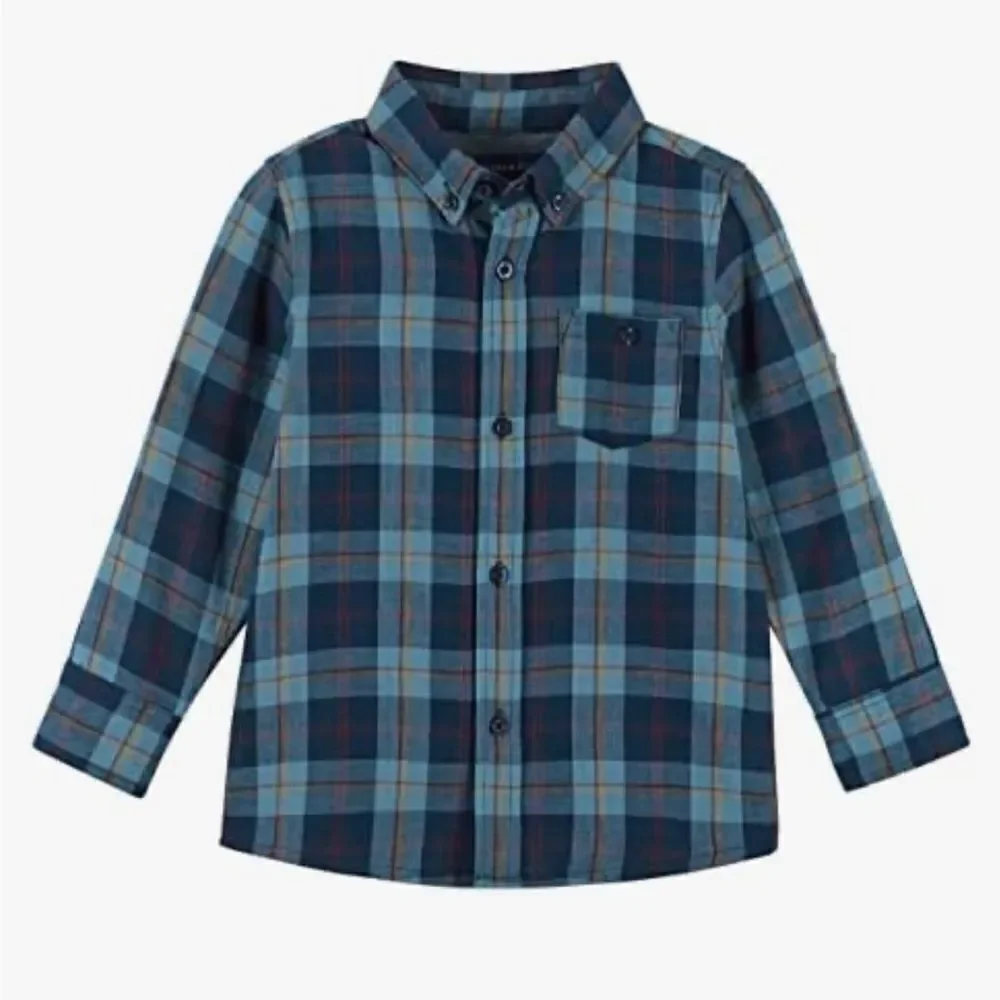 Andy and Evan Plaid Button Front shirt 2T NWT Navy